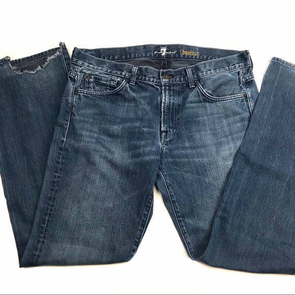 7 For All Mankind Bootcut Frayed Hem Jeans 36X33 - Picture 8 of 14